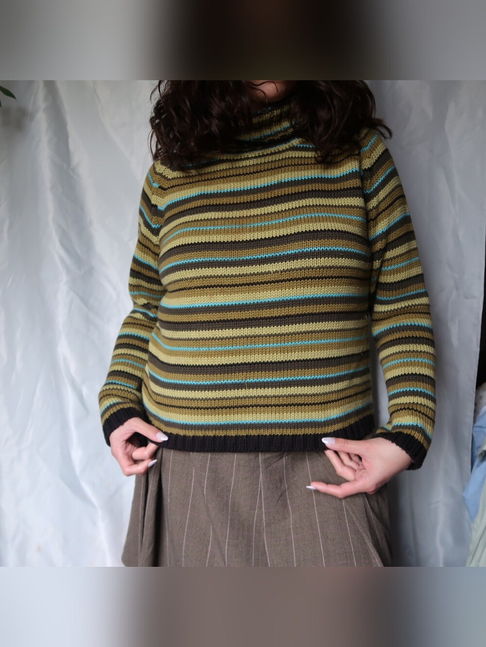 VTG CLIO STRIPED TURTLENECK SWEATER